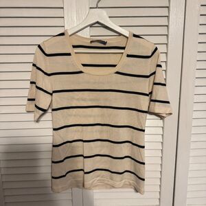 STRIPED MARCO PECCI 100% SILK TOP ACADEMIA PREPPY MINIMALIST SZ‎ 38